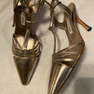 Manolo Blahnik Gold Evening Shoes - NWOT